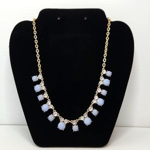 Necklace gold tone gray jewels adjustable